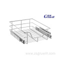 Two-tiered steel sliding storage drawer pull-out basket